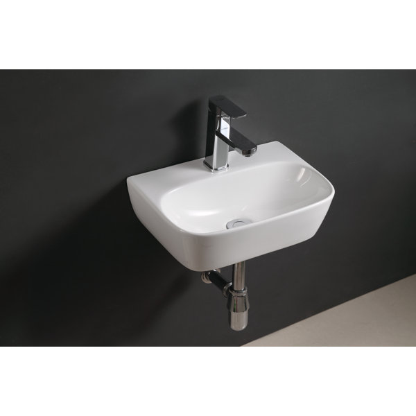 Elanti 11.625'' White Ceramic Rectangular Wall Mount Bathroom Sink